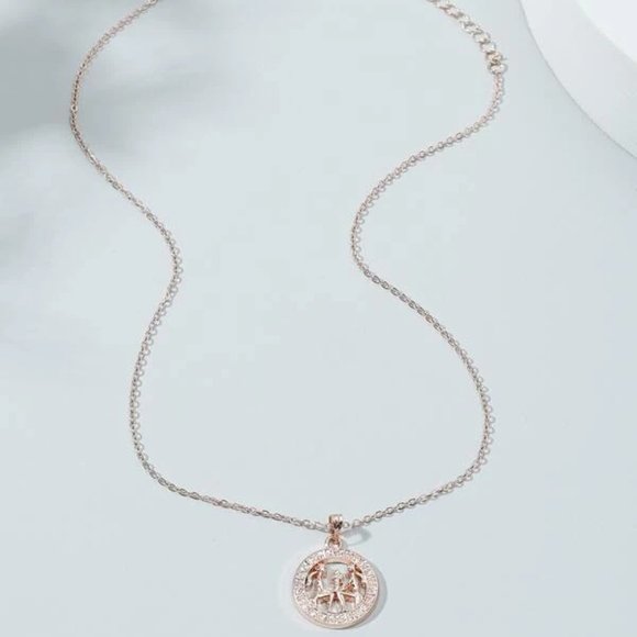 Gemini Zodiac Rose Gold Necklace - Picture 3 of 3